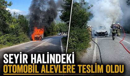 Seyir halindeki otomobil alevlere teslim oldu