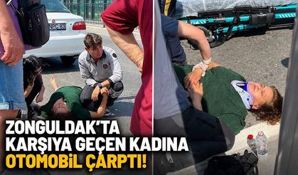 Zonguldak’ta karşıya geçen kadına otomobil çarptı!