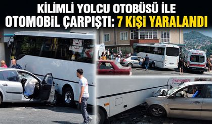Kilimli yolcu otobüsü ile otomobil çarpıştı: 7 kişi yaralandı