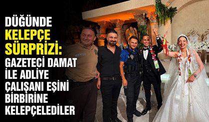 Düğünde kelepçe sürprizi: Gazeteci damat ile adliye çalışanı eşini birbirine kelepçelediler