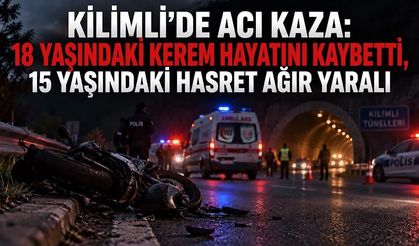 Kilimli’de acı kaza: 18 yaşındaki Kerem hayatını kaybetti, 15 yaşındaki Hasret ağır yaralı