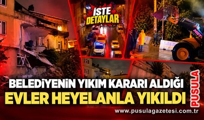 Belediyenin yıkım kararı aldığı evler heyelanla yıkıldı