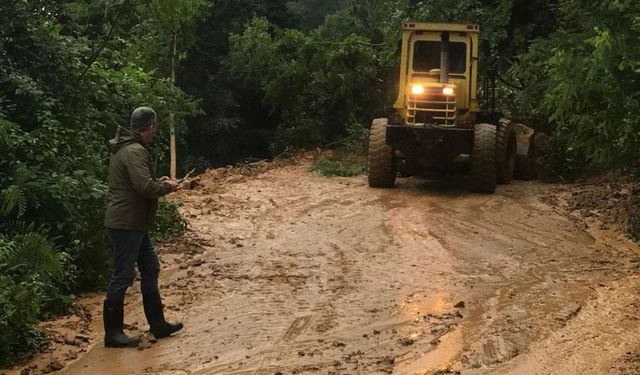 1,5 ay önce açılan yol selde zarar gördü 