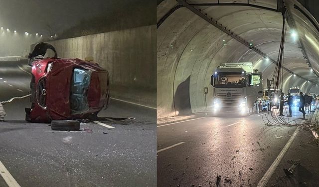 Kilimli yolunda korku dolu anlar: Otomobil hurdaya döndü!