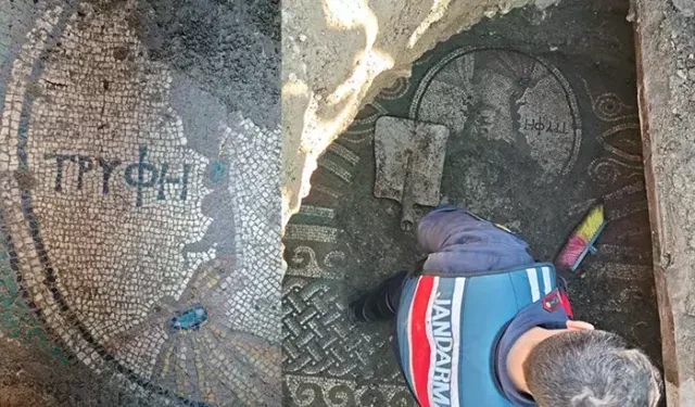 Mozaik buldukları izinsiz kazıyı sosyal medya hesabından paylaşmış