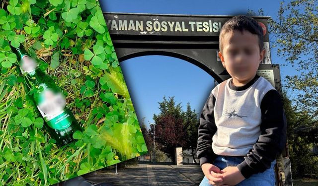 Parkta bulunan şişedeki içkiyi su zannederek içen çocuk hastanelik oldu