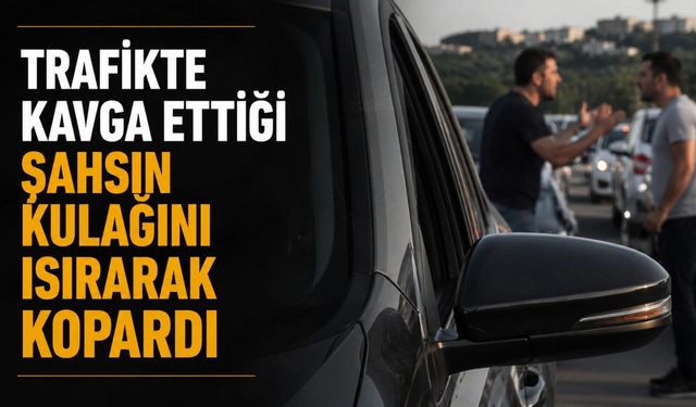 Trafikte kavga ettiği şahsın kulağını ısırarak kopardı