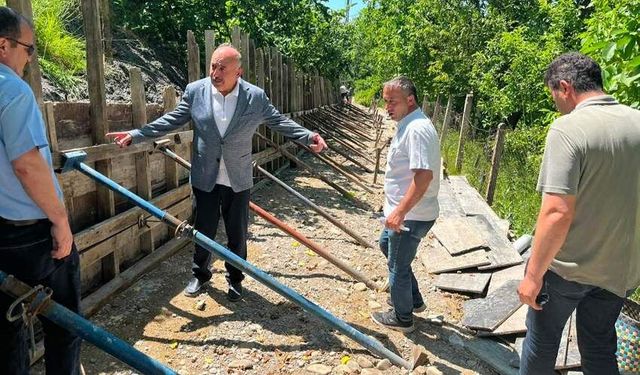 İstinat duvarı çalışmaları devam ediyor