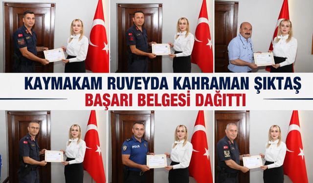 Kaymakam Ruveyda Kahraman Şıktaş başarı belgesi dağıttı
