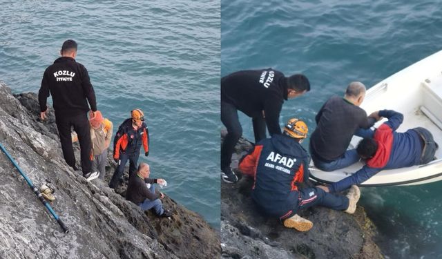 Zonguldak'ta kayalıklardan düşen balıkçı ölümden döndü
