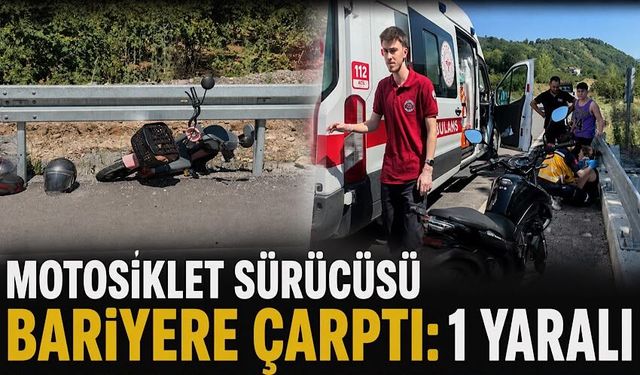 Motosiklet sürücüsü bariyere çarptı: 1 yaralı