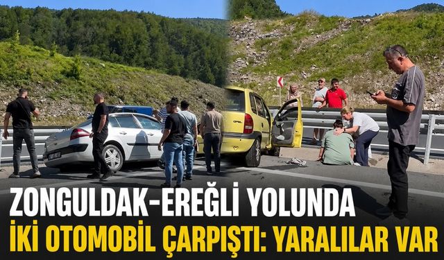 Zonguldak-Ereğli yolunda iki otomobil çarpıştı: Yaralılar var