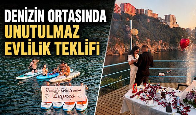 Denizin ortasında unutulmaz evlilik teklifi