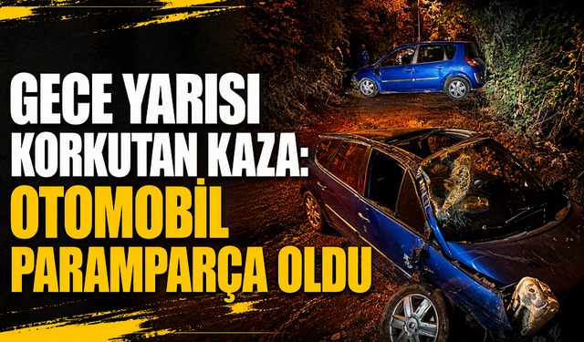 Gece yarısı korkutan kaza: Otomobil paramparça oldu