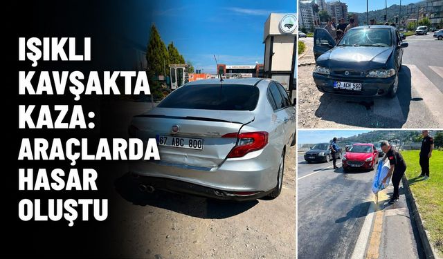 Işıklı kavşakta kaza: Araçlarda hasar oluştu