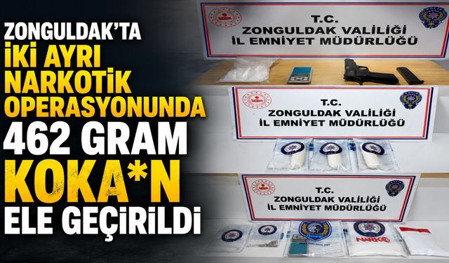 Zonguldak’ta iki ayrı narkotik operasyonunda 462 gram kokain ele geçirildi
