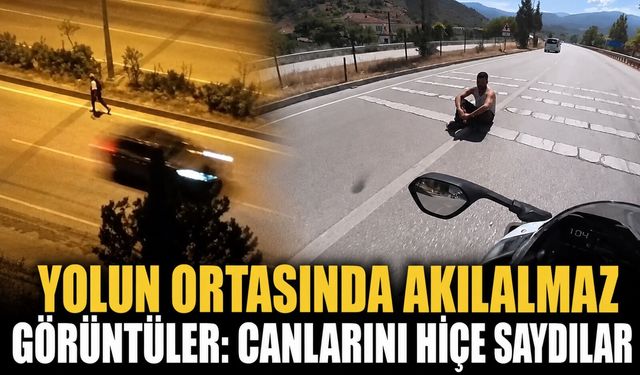 Yolun ortasında akılalmaz görüntüler: Canlarını hiçe saydılar