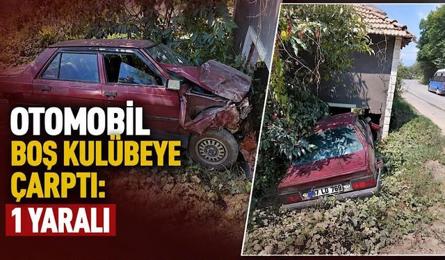 Otomobil boş kulübeye çarptı: 1 yaralı