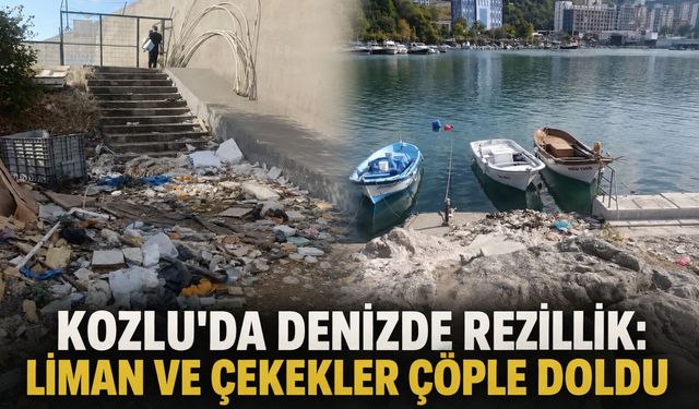 Kozlu'da denizde rezillik: Liman ve çekekler çöple doldu