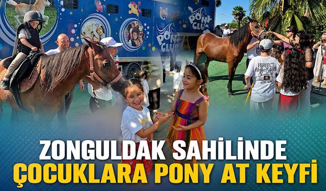 Zonguldak sahilinde çocuklara Pony at keyfi