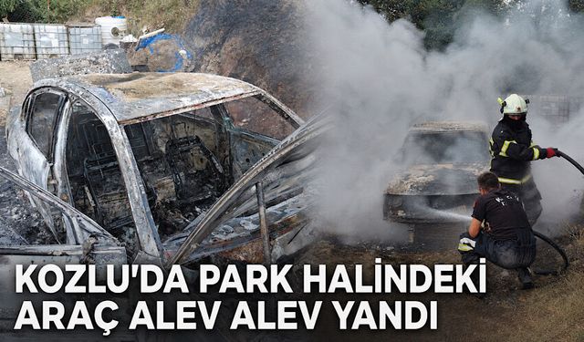 Kozlu’da park halindeki araç alev alev yandı