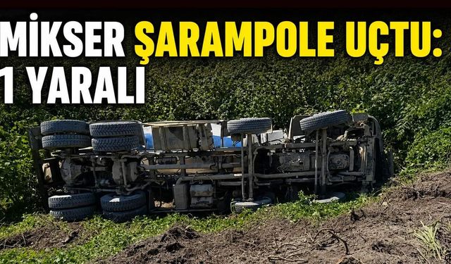 Mikser şarampole uçtu: 1 yaralı