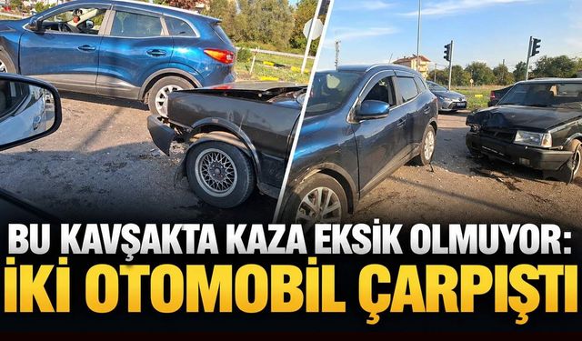 Bu kavşakta kaza eksik olmuyor: İki otomobil çarpıştı