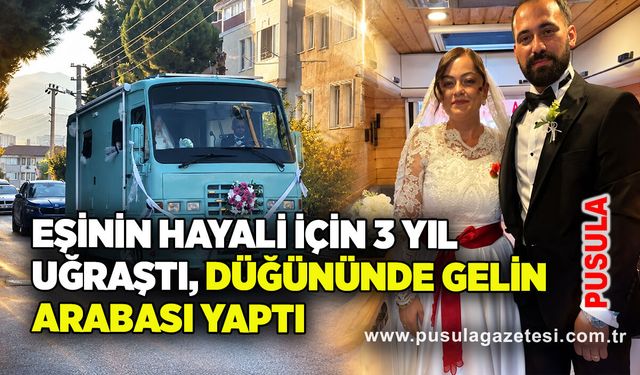 Eşinin hayali için 3 yıl uğraştı, düğününde gelin arabası yaptı