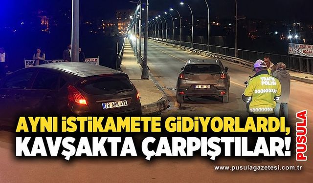 Aynı istikamete gidiyorlardı, kavşakta çarpıştılar!