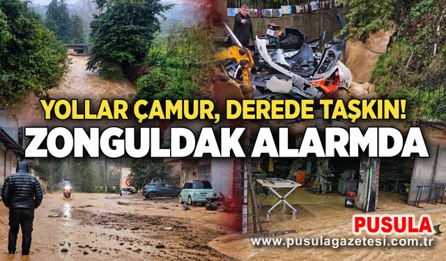 Yollar çamur, derede taşkın! Zonguldak alarmda