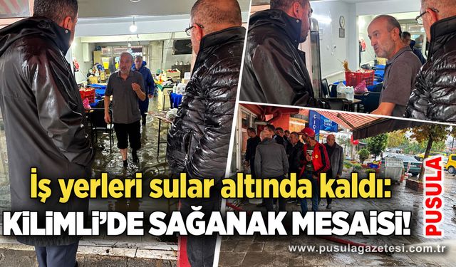 İş yerleri sular altında kaldı: Kilimli’de sağanak mesaisi!