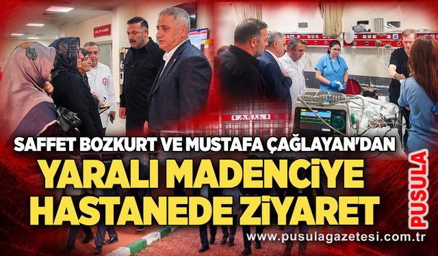 Saffet Bozkurt ve Mustafa Çağlayan'dan yaralı madenciye hastanede ziyaret