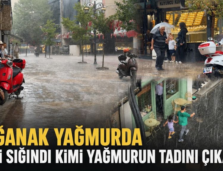 Sağanak yağmurda kimi sığındı kimi yağmurun tadını çıkardı