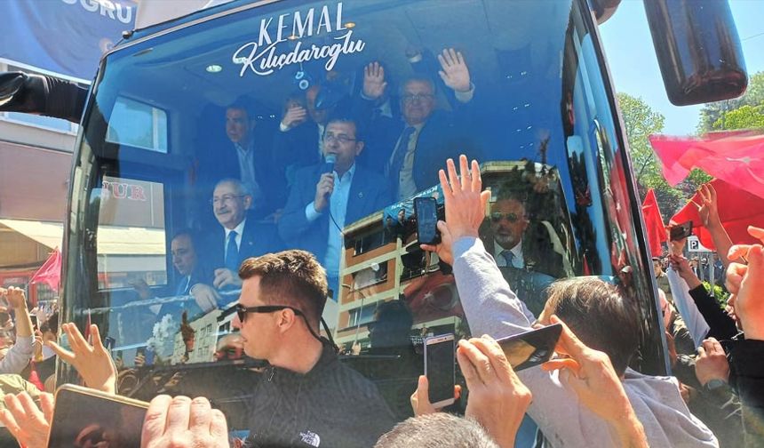 Kılıçdaroğlu ve İmamoğlu Çaycuma'da vatandaşları selamladı