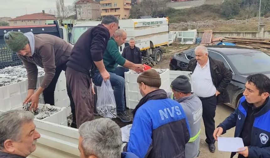 Belediye kasa kasa balık dağıttı