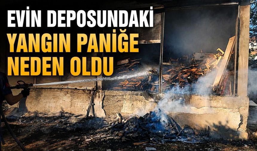 Evin deposundaki yangın paniğe neden oldu