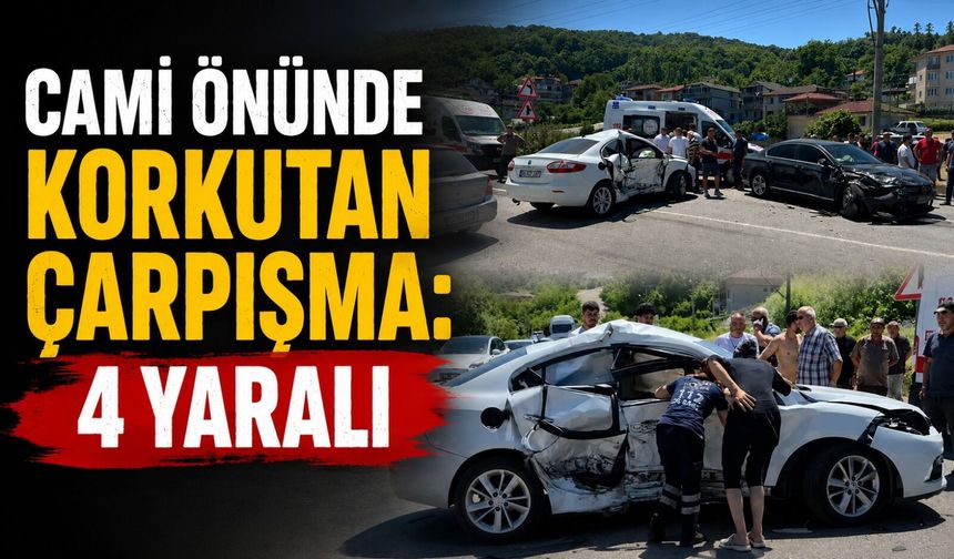 Cami önünde korkutan çarpışma: 4 yaralı
