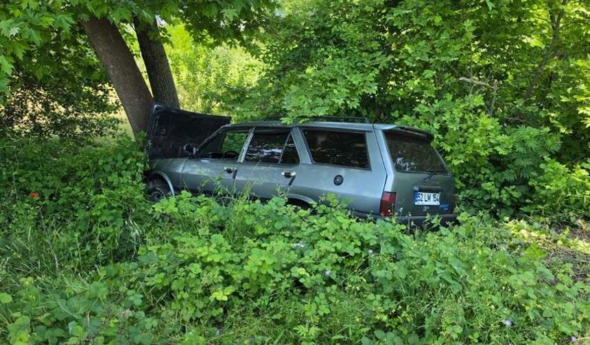 Yoldan çıkarak ağaca çarpan otomobilin sürücüsü yaralandı