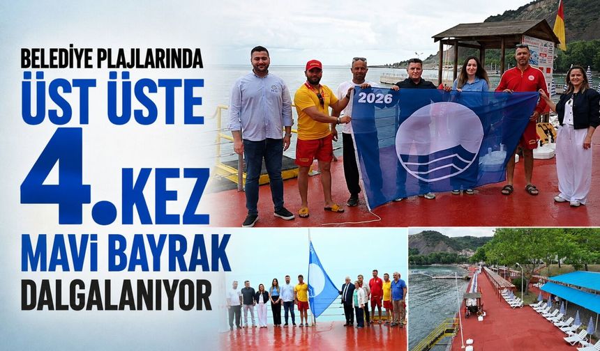 Belediye plajlarında üst üste 4. kez Mavi Bayrak dalgalanıyor