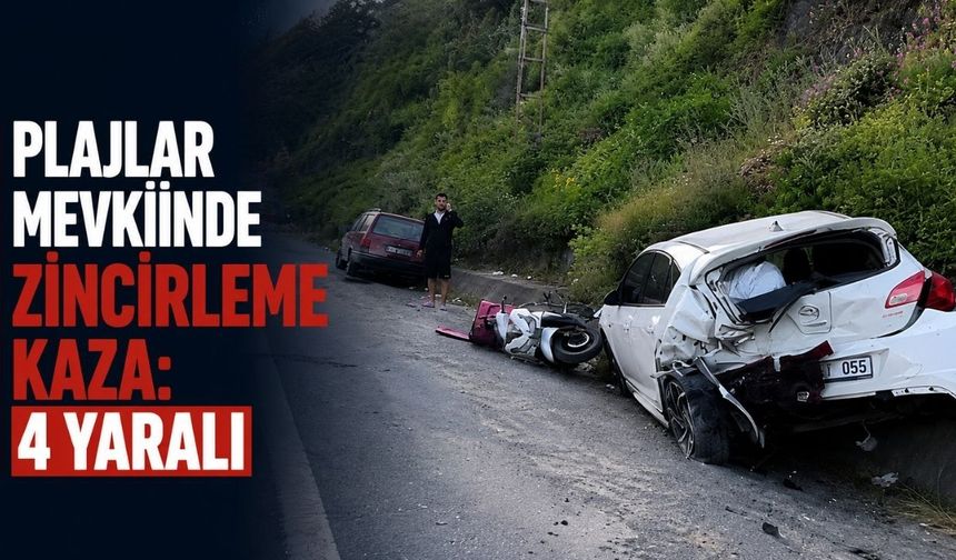 Plajlar mevkiinde zincirleme kaza: 4 yaralı