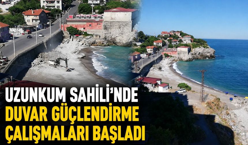 Uzunkum Sahili’nde duvar güçlendirme çalışmaları başladı
