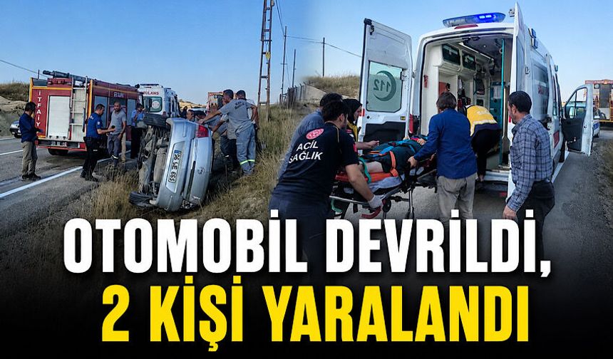 Otomobil devrildi, 2 kişi yaralandı