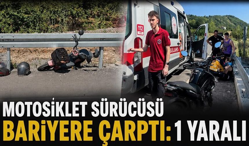 Motosiklet sürücüsü bariyere çarptı: 1 yaralı