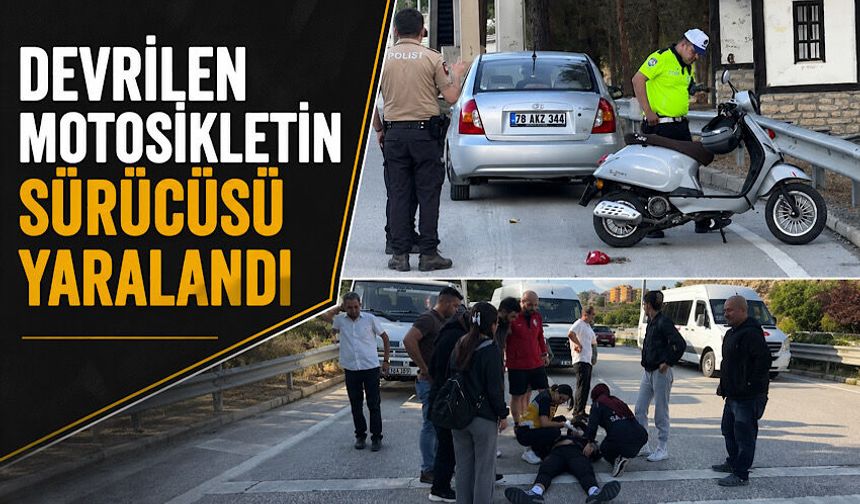 Devrilen motosikletin sürücüsü yaralandı