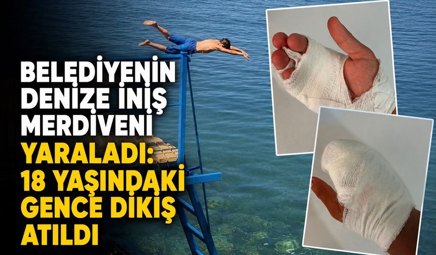 Belediyenin denize iniş merdiveni yaraladı: 18 yaşındaki gence dikiş atıldı