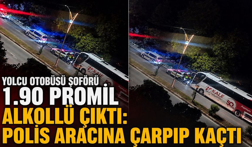 Zonguldak Terminali'nden alkollü çıkan otobüs şoförü polis aracına çarptı