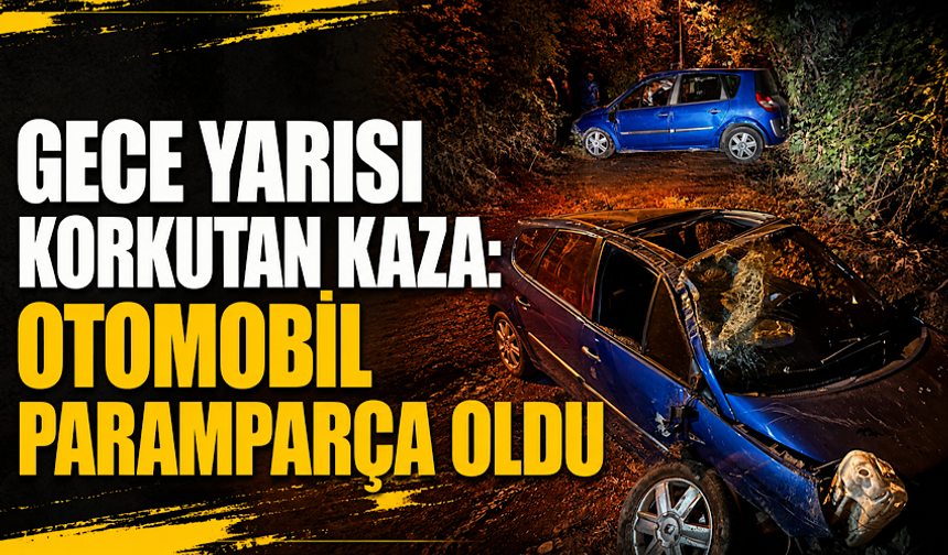 Gece yarısı korkutan kaza: Otomobil paramparça oldu