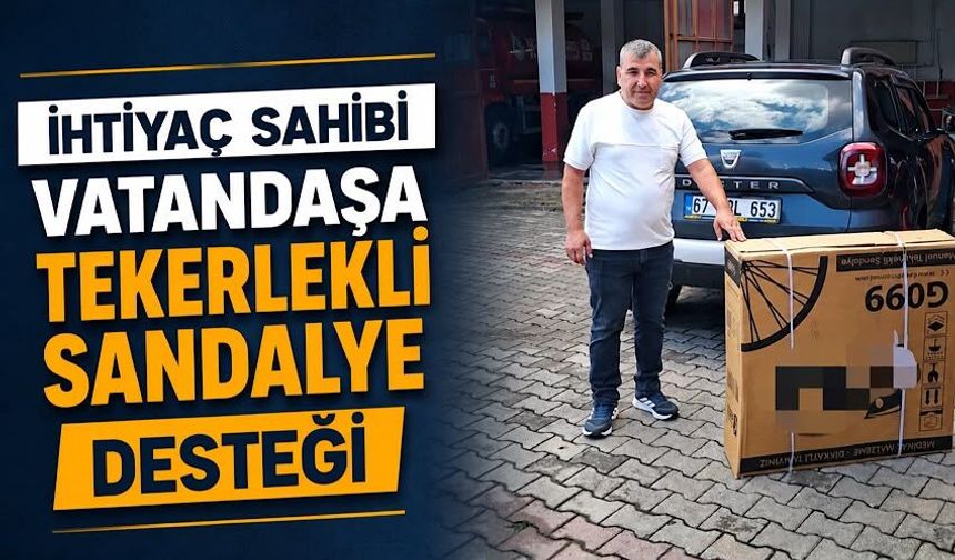 İhtiyaç sahibi vatandaşa tekerlekli sandalye desteği