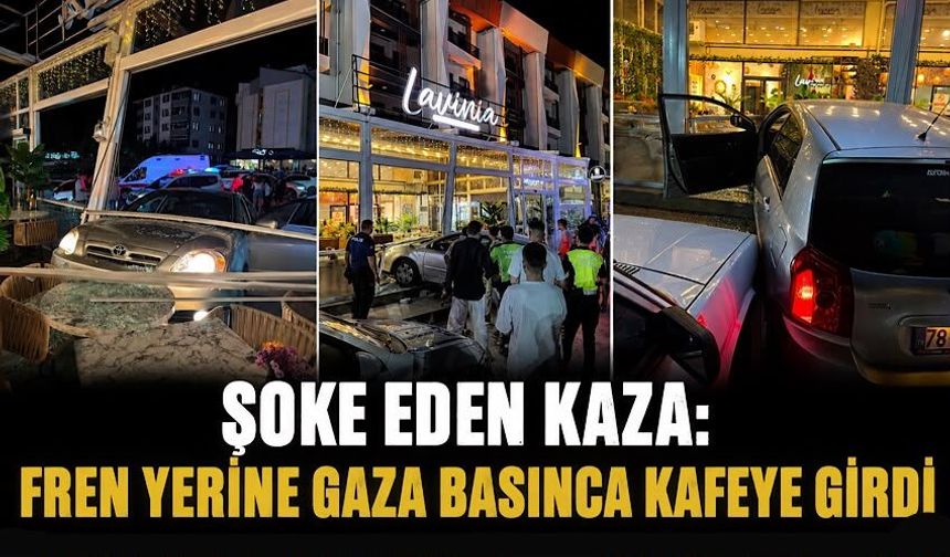 Şoke eden kaza: Fren yerine gaza basınca kafeye girdi