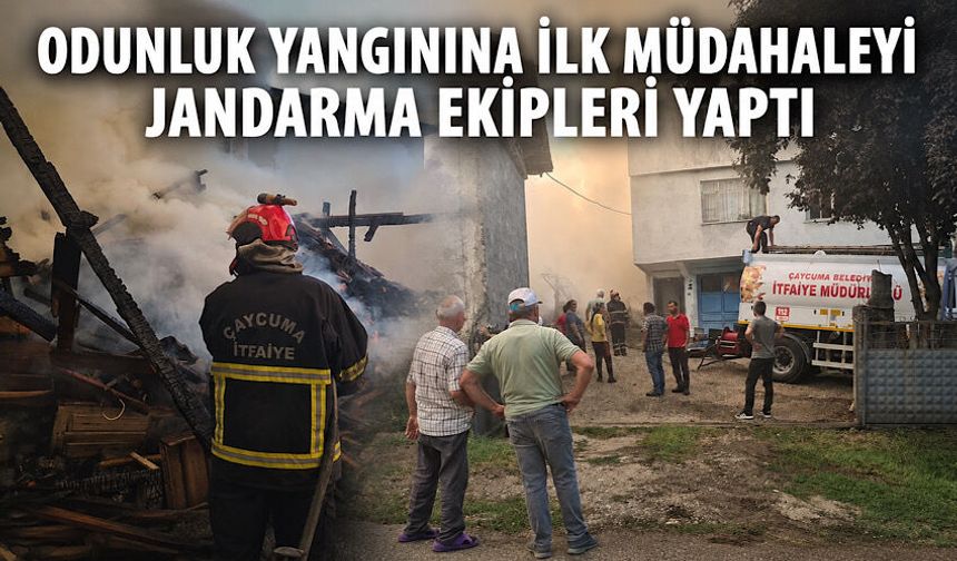 Odunluk yangınına ilk müdahaleyi jandarma ekipleri yaptı